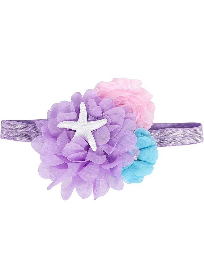 تنورة حورية البحر للفتيات تنورة حورية البحر لحفلات أعياد الميلاد والأميرة للأطفال تنورة شاش حورية البحر ونجم البحر (5-6 سنوات L أرجواني فاتح) - Image 4